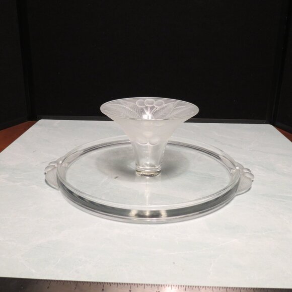 80s Mikasa Crystal Bountiful Footed Cake Stand Raised Frosted Cherry  - Picture 5 of 6